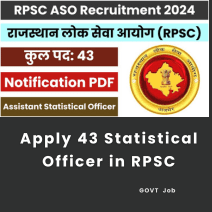 This is an image of Apply 43 Statistical Officer in RPSC