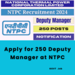 This is an image of Apply for 250 Deputy Manager at NTPC