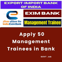This is an image of Indian Exim Bank Management Trainees Recruitment:Apply 50 Management Trainees in Bank